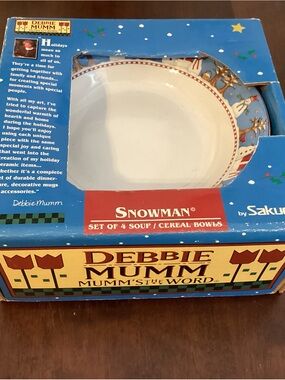 Holiday Debbie Mumm Snowman  Soup/Cereal Bowl - White with Red Accent